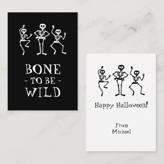 Bot om wild Skeleton Halloween Classroom Kards te  Visitekaartje (Voorkant / Achterkant)
