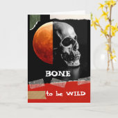 Bot om wild te worden op Halloween Grunge Skull Kaart (Gele Bloem)