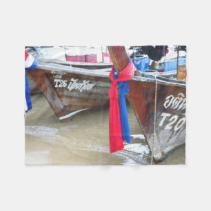 Bot op de strand Phi Phi-eilanden, Thailand Fleece Deken