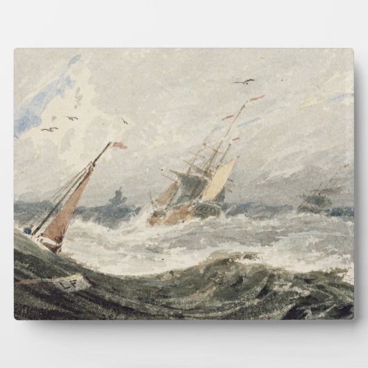 Bot op een Stormy Zee (m/v boven grafiet op wove p Fotoplaat (Voorkant)