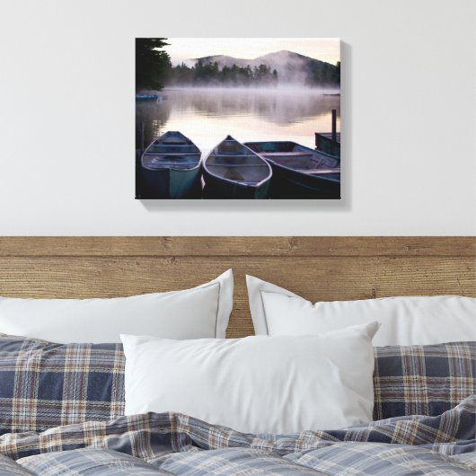 Bot op het meer van de peerlaag canvas afdruk (Insitu (Slaapkamer))