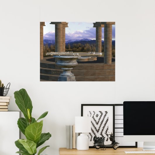 Bot op marmer Vase 1a Poster (Thuiskantoor)