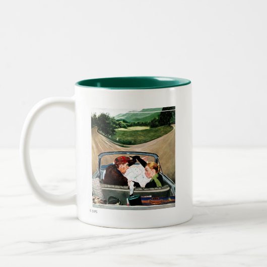 Bot op straat tweekleurige koffiemok (Links)