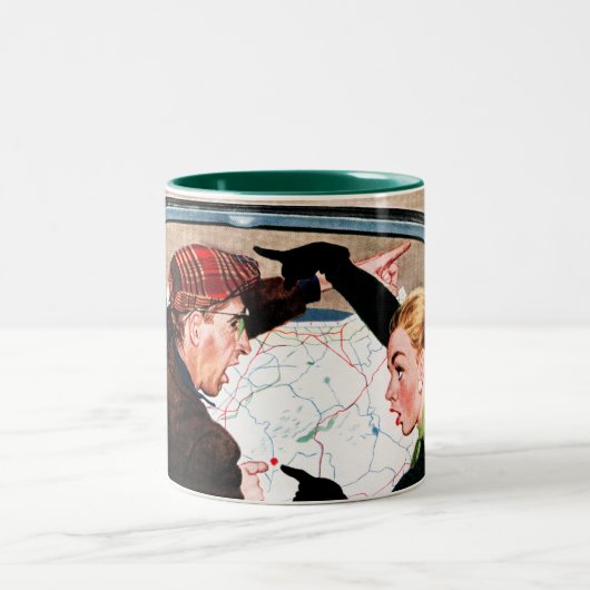 Bot op straat tweekleurige koffiemok (Center)