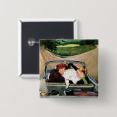 Bot op straat vierkante button 5,1 cm (Voorkant /achterkant)