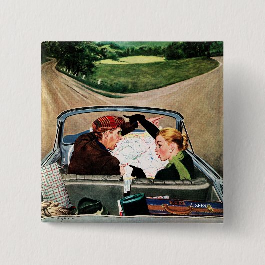 Bot op straat vierkante button 5,1 cm (Voorkant)