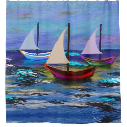 Bot op zee douchegordijn (Voorkant)