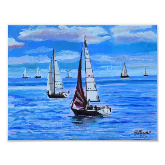 Bot op Zee Foto Afdruk (Voorkant)