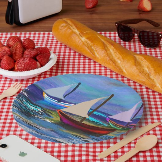 Bot op zee papieren bordje (Picknick)