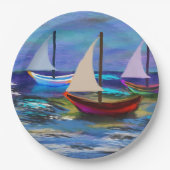Bot op zee papieren bordje (Voorkant)