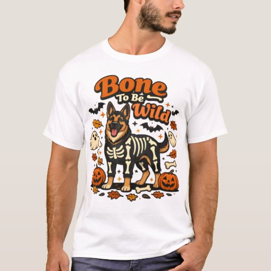 Bot te zijn Wild Funny Duitse Herdershond Hallowee T-shirt (Voorkant)