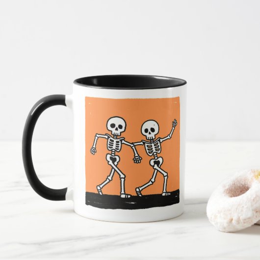 Bot tot wild te zijn Grappige dansende skelet Hall Mok (Met donut)