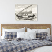 Bot van de Mortlock-eilanden met een uitwijkhaven Canvas Afdruk (Insitu (Slaapkamer))