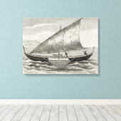 Bot van de Mortlock-eilanden met een uitwijkhaven Canvas Afdruk (Insitu (Houten vloer))