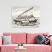 Bot van de Mortlock-eilanden met een uitwijkhaven Canvas Afdruk (Insitu (Woonkamer))
