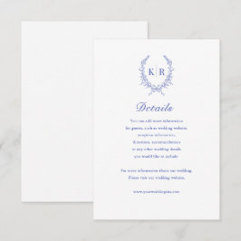 Botaniacal Crest Monogram Bruiloft Details Kaart