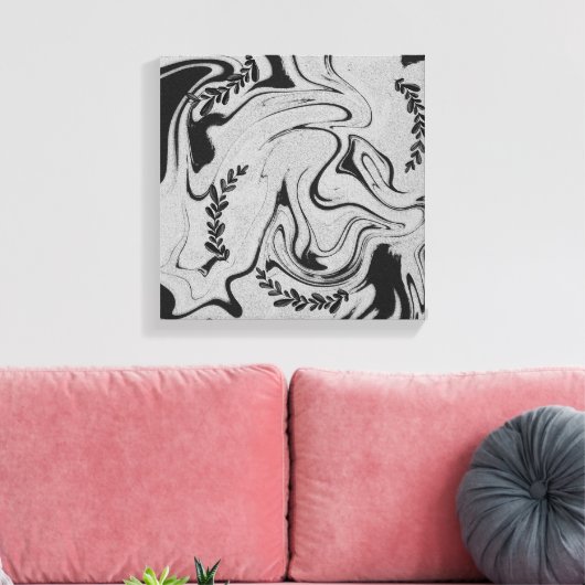 Botanic Balance" Black & White Acrylic Wall Art  Canvas Afdruk (Insitu (Woonkamer))