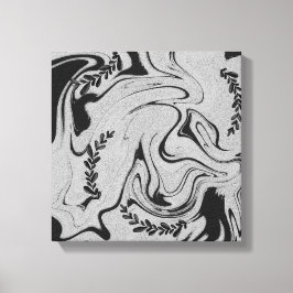 Botanic Balance" Zwarte en Witte Acryl Wandkunst  Canvas Afdruk