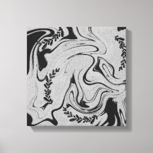 Botanic Balance" Zwarte en Witte Acryl Wandkunst Canvas Afdruk