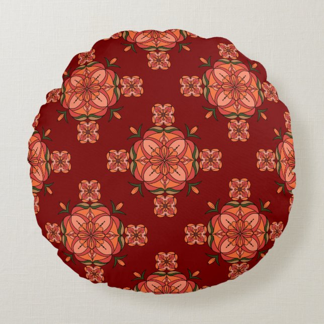 Botanic Bloom Round Pillow Rond Kussen (Voorkant)