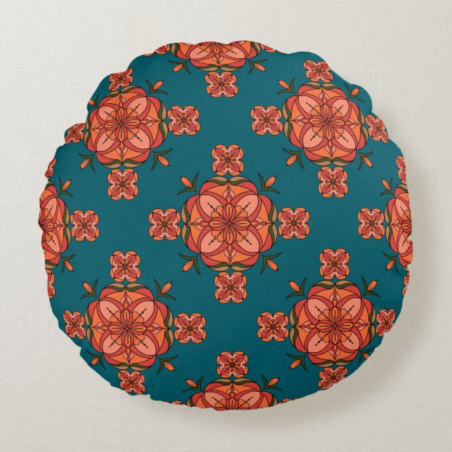 Botanic Bloom Round Pillow Rond Kussen (Voorkant)