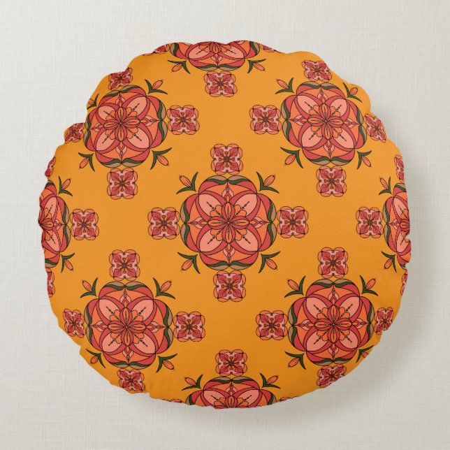 Botanic Bloom Round Pillow Rond Kussen (Voorkant)