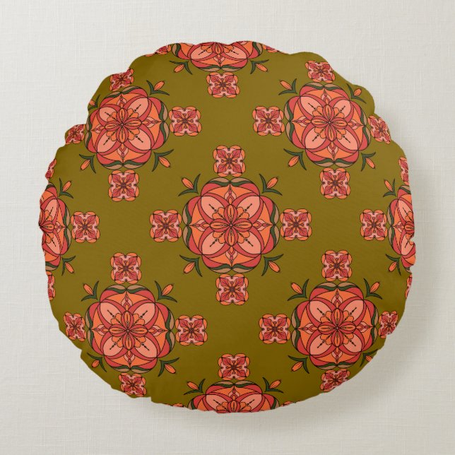 Botanic Bloom Round Pillow Rond Kussen (Voorkant)
