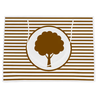 Botanic Brown Tree Stripes Gift Bag Groot Cadeauzakje