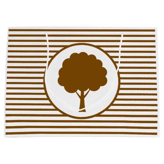 Botanic Brown Tree Stripes Gift Bag Groot Cadeauzakje (Voorkant)