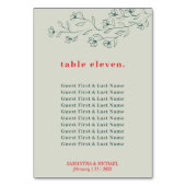 Botanic Floral Green Red Boho gastnamen plaatsen Kaart (Achterkant)