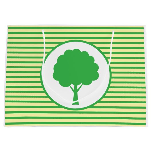 Botanic Green Tree Stripes Gift Bag Groot Cadeauzakje (Voorkant)