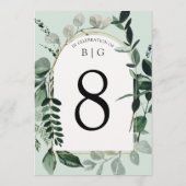 Botanic Greenery sage green bruiloft table number Menu (Achterkant)