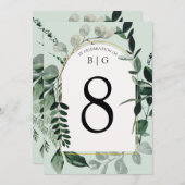 Botanic Greenery sage green bruiloft table number Menu (Voorkant / Achterkant)