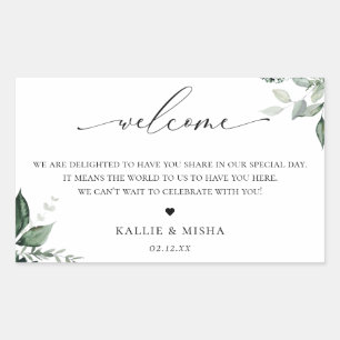 Botanic Greenery Wedding Guest Welcome Bag Rechthoekige Sticker