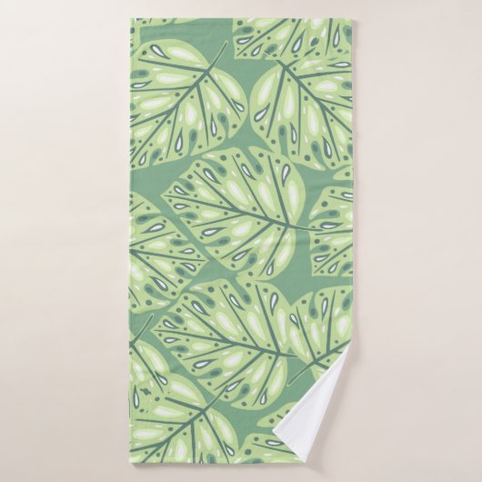 Botanic jungle seamless pattern in pastel green co badhanddoek (Badhanddoek)