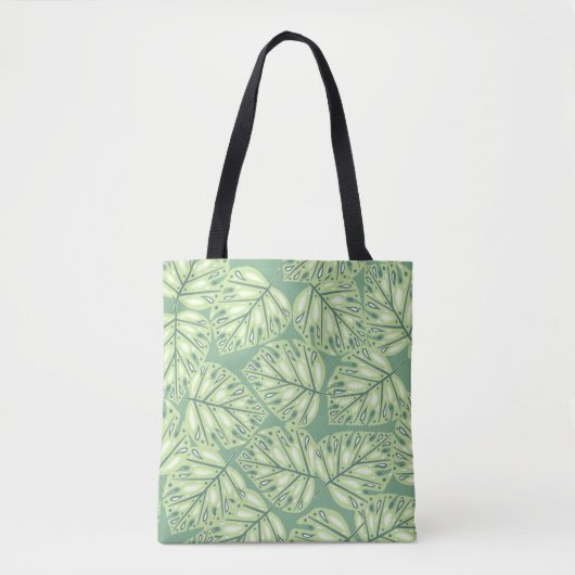 Botanic jungle seamless pattern in pastel green co tote bag (Voorkant)