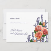Botanic lavender peach rose flowers Thank You Kaart (Voorkant)