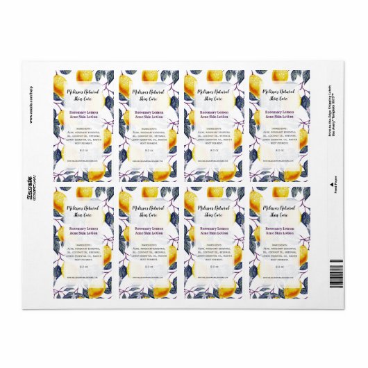 Botanic Lemons Home Zakelijk Ingrediëntenlijst Etiket (Full Sheet)