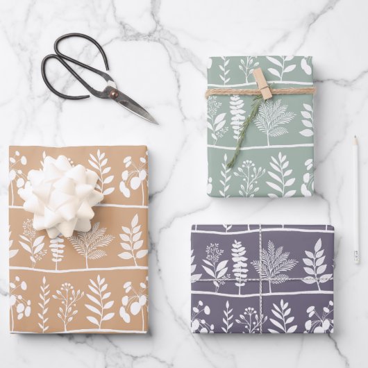Botanic Rhythm Botanical Silhouettes Set Inpakpapier Vel (Voorkant)