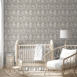Botanic Serenade Modern Botanical Silhouette Taupe Behang