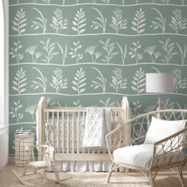 Botanic Serenade Soft Sage Minimalist Silhouettes Behang