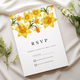 Botanic Spring Golden Daffodil Flowers RSVP Kaart