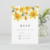 Botanic Spring Golden Daffodil Flowers RSVP Kaart (Staand voorkant)