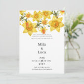 Botanic Spring Golden Daffodil Flowers Wedding  Kaart (Staand voorkant)