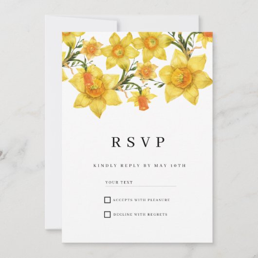 Botanic Spring Gouden Narcissen Bloemen RSVP Kaart (Voorkant)