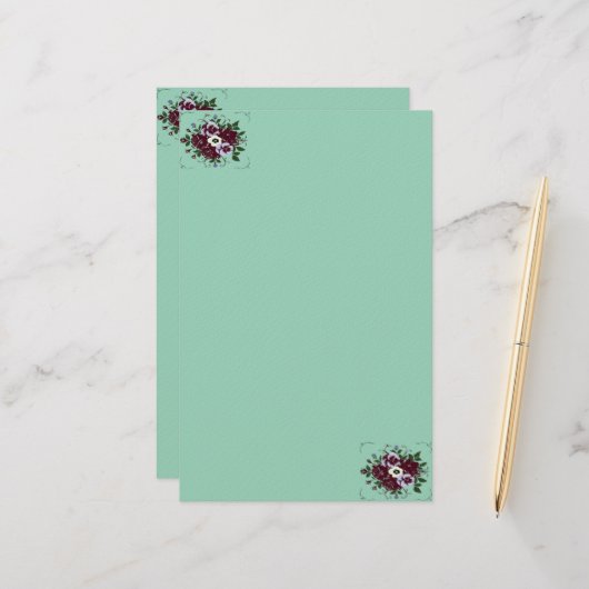 Botanica Boeket Viooltjes Briefpapier (Voorkant / Achterkant in situ)