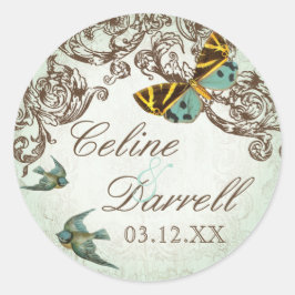 Botanica bruiloft Sticker of zegel - Aqua Blue