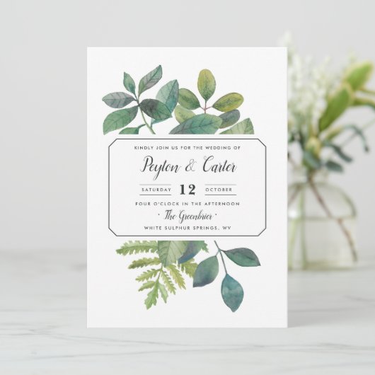 Botanica bruiloft uitnodiging (Staand voorkant)