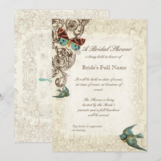 Botanica Bruiloft Vrijgezellenfeest uitnodigen - C Kaart (Voorkant / Achterkant)