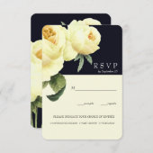 Botanica | Geel blauw Bruiloft RSVP maaltijd optie Kaart (Voorkant / Achterkant)